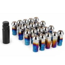 M12 X 1.5mm Titanium Burnt Blue Open End Steel Acorn Wheel Lug Nuts 20pcs