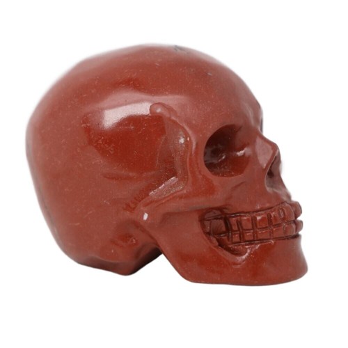 1.8" RED CHINESE PAINTING STONE Carved Crystal Skull Realistic Crystal Healing - Picture 5 of 7