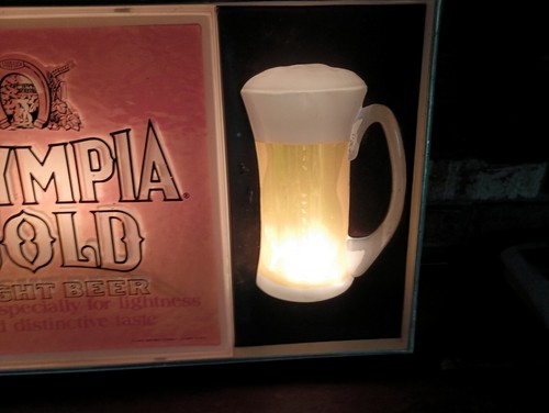 BUBBLER WORKS USA VINTAGE OLYMPIA BIER GOLD LICHT BEWEGUNGSBAR 3D BELEUCHTETES SCHILD MANCAVE - Bild 6 von 15