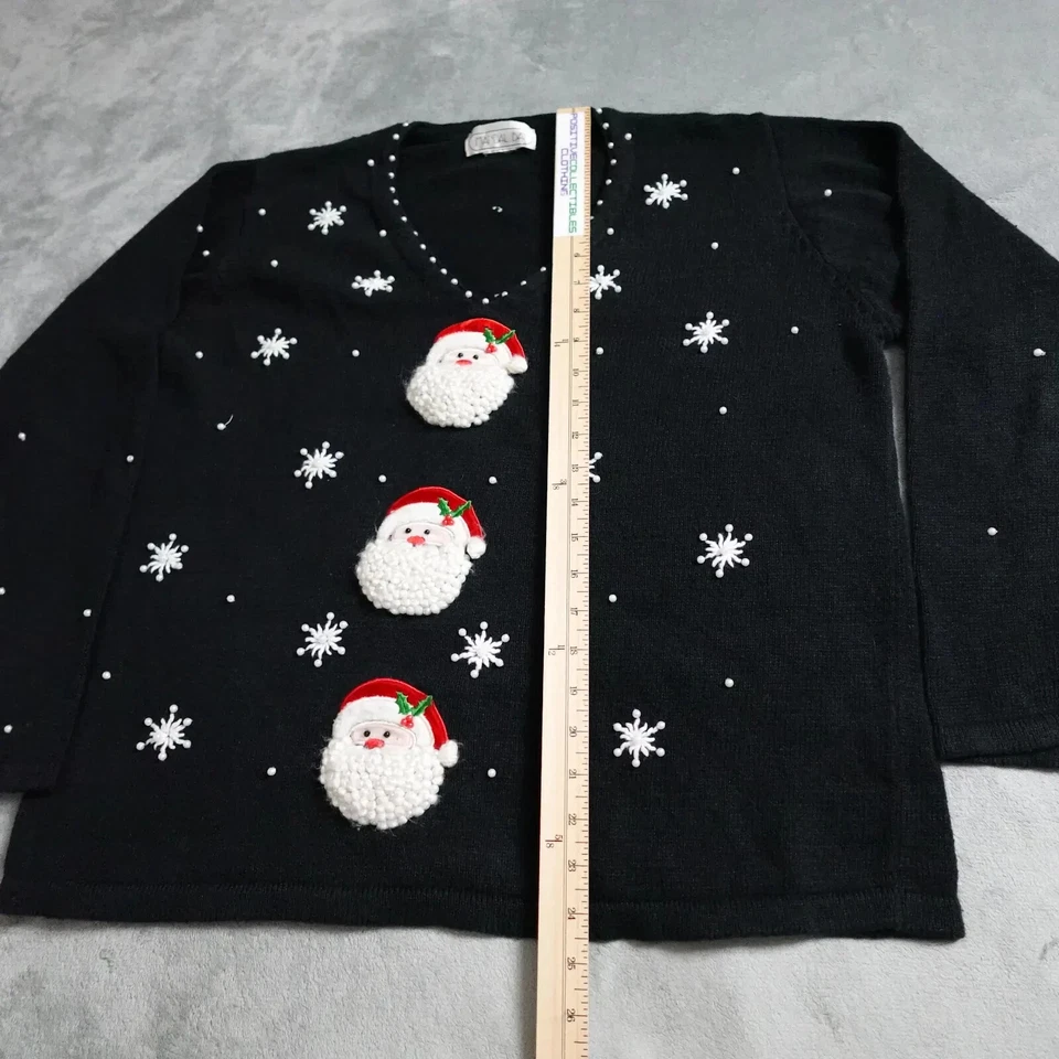 Mandal Bay圣诞丑陋毛衣女式XL黑色3/4袖旅行 — 第 4/4 张图片