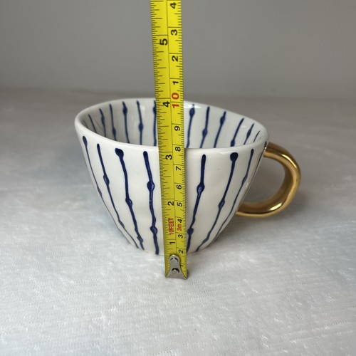 Set of 2 The Old Pottery Company Hand Crafted Hand Painted Gold Handle Just Mugs - Picture 6 of 7