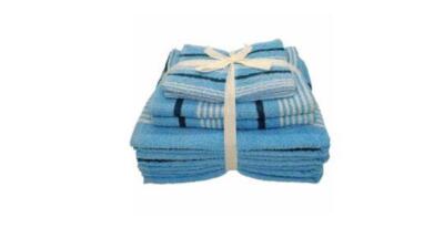 NEW THE BIG ONE BLUE STRIPED TOWEL SET 12 PK 4 TOWELS 4 WASHCLOTHS 4 HAND TOWELS