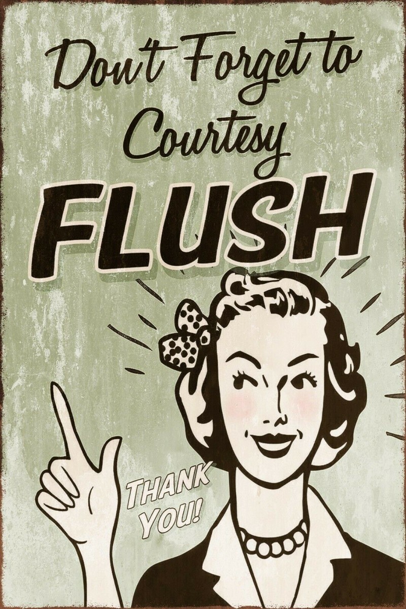 Don't forget to flush! Retro Vintage Style Metal Sign