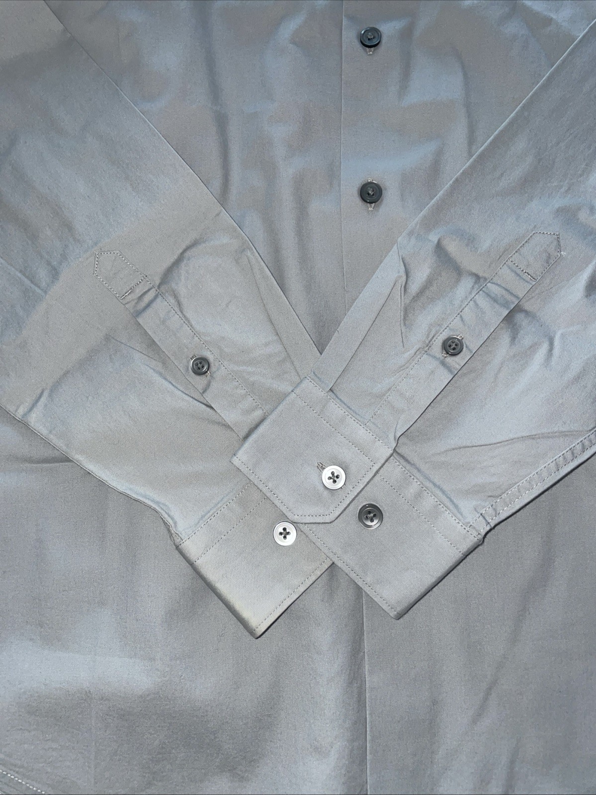 Express 1MX Blue Gray Button Down Fitted Long Sle… - image 2