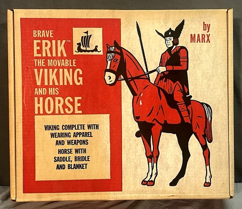 Vintage Marx Co. Erik the Viking & His Horse Action Figure Complete in Box