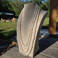 Vintage Real Freshwater Pearls Opera Length Necklace Knotted 80" Long Estate