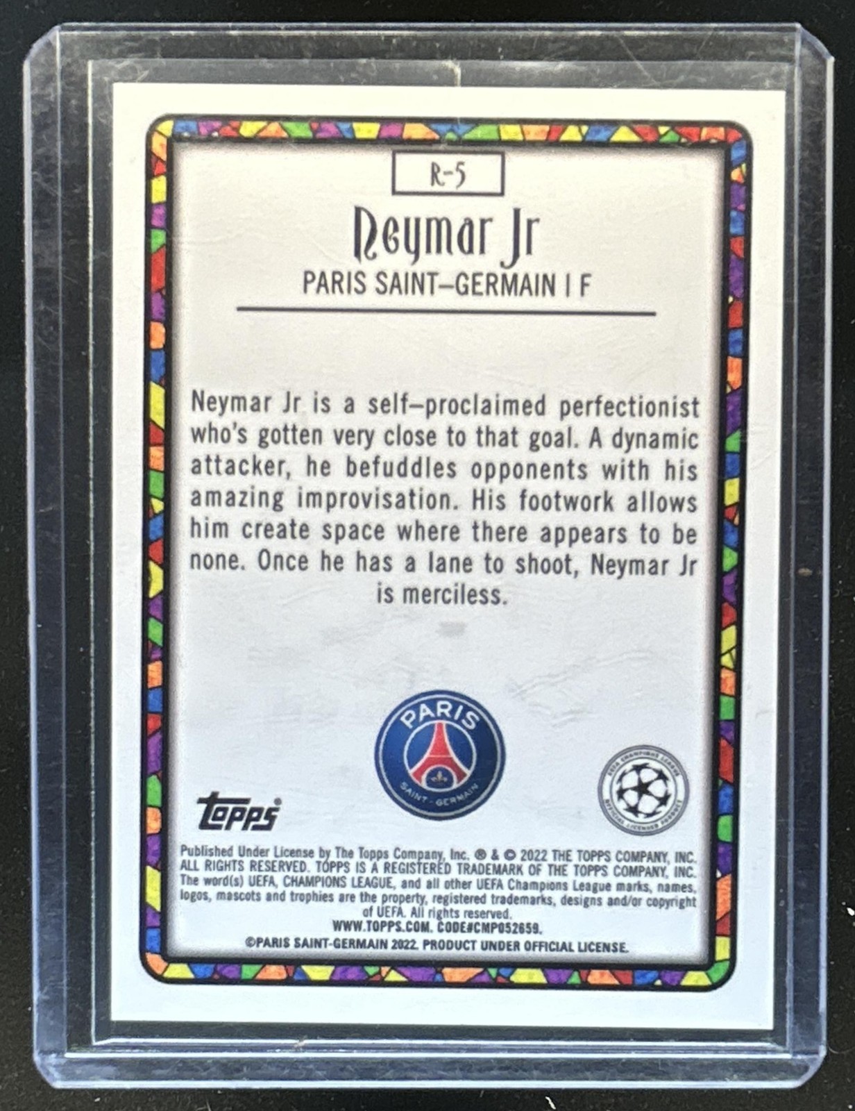 2021-22 Topps Merlin Chrome UEFA Neymar Jr Renaissance SP #R-5 PSG view 2