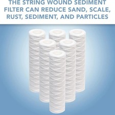 Wound String Sediment 5 Micron Water Filter Cartridge 2.5" x 10" 6 Pack