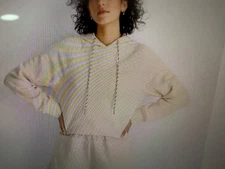 FUTURE COLLECTIVE ~ Women's Hooded Sweatshirt Cream Midweight French Terry XS