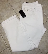 True Religion Ricky Straight Jeans Mens 42 32 Distressed Optic White NWT $179