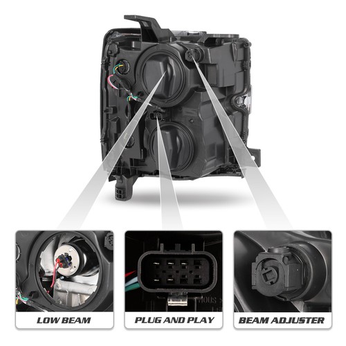 For Chevy Silverado  2015-2019 2500 3500 HD Chrome Headlight Driver Side 15-19 - Foto 4 di 9