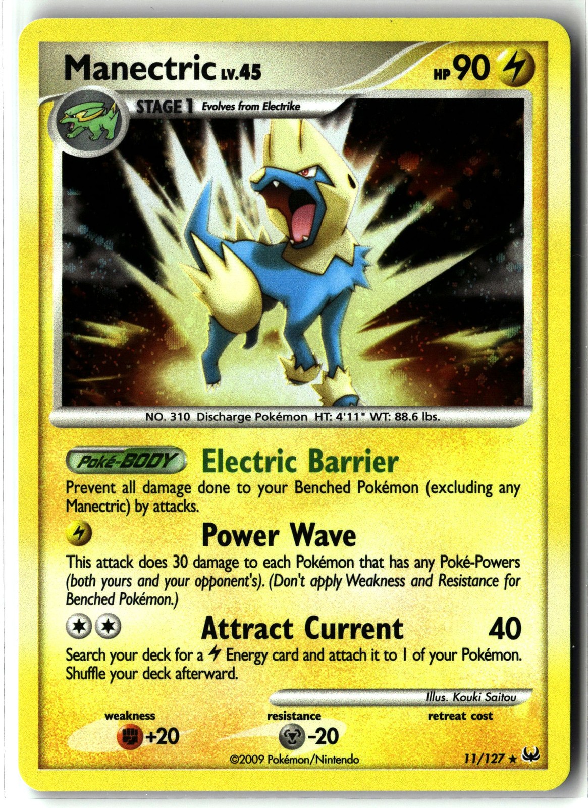 Manectric ⭐️ 11/127 Holo Rare Platinum 2009 Pokemon NM/LP