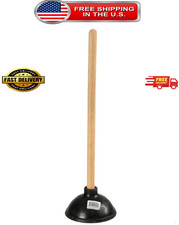 Kendik Rubber Toilet Plunger with Wood Handle. Clears Toilets, Sinks, Drains.