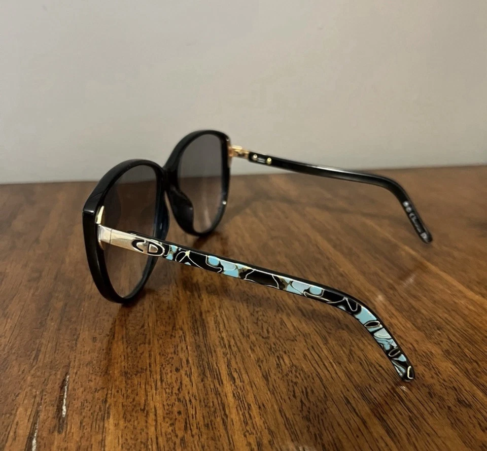 Vintage Christian Dior 2277 90 Oversized Black and Blue Sunglasses 1980 - Image 4 of 4