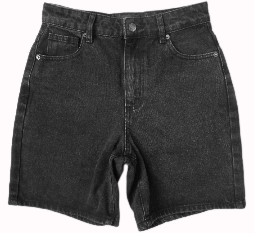 DOTTI high rise jeans-style washed black rigid denim Mom shorts 8 EUC!