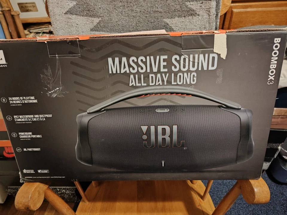 JBL Boombox 3 Black Portable Bluetooth Speaker With Case (Open Box) - Image 2 of 4