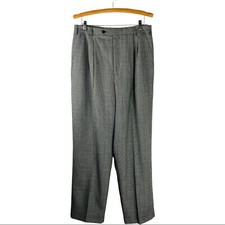 Vintage black white houndstooth high waisted wide leg wool trousers pants 14