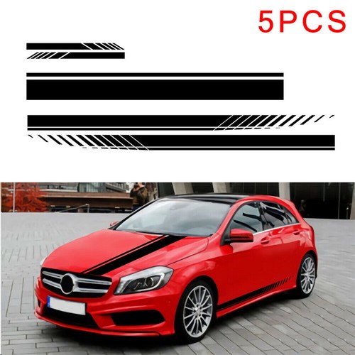 5Pcs Car Side Body Stickers Stripe Vinyl Hood Decals Rear View Mirror Decoration - Picture 29 of 43