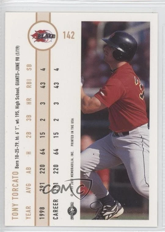 1999 Just Minors Tony Torcato #142 Rookie RC - Image 2 of 2