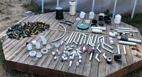 Assortment of PVC, Fittings, Irrigaiton, Sprinklers.