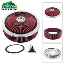 Red Deep Dish Performance Air Cleaner, 14 x 4 Inch, Round Shape, Universal