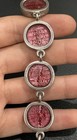 Red Glass Link Bracelet Vintage Sterling Toggle Clasp Italy Heavy Quality Look — photo 7