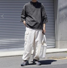 nanamica Easy Pants S White Wide Fit Military Style