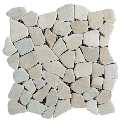  White Stone Mosaic Pebble Floor and Wall Tile 12'' x12'' (5.0 Sq. ft. / Case)