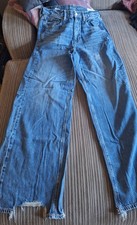 AMERICAN EAGLE DREAMY DRAPE BAGGY JEANS SIZE 8, 29W, MEDIUM BRIGHT INDIGO