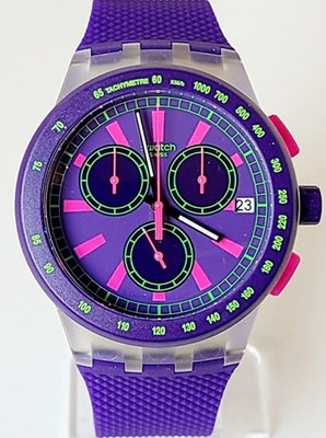 Limited Swatch Watch ORIGINALS 80s Style Revival PURP LOL Chrono Chronograph NEW