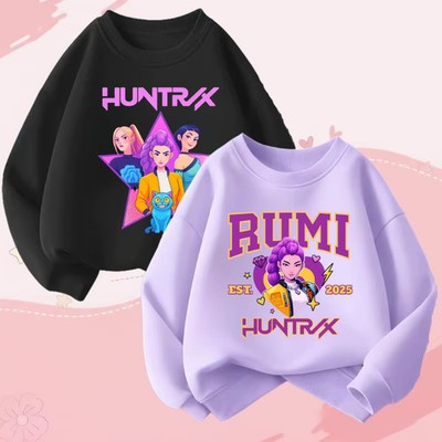 Girls Cartoon Printed Hoodie Kids Breathable Long Sleeve Casual Pullover Gift