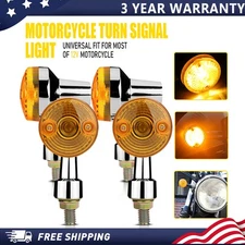 4X Motorcycle Turn Signals Round Light Chrome Amber For Yamaha Kawasaki Honda X