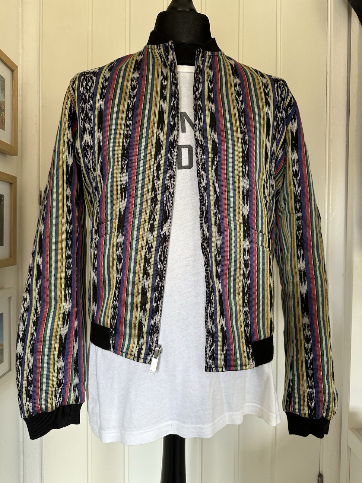 Giacca Teddy Yves Saint Laurent Multicolore o Nero Grigio Reversibile Taglia 50