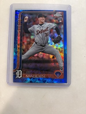 2025 Topps Chrome Logofractor Ty Madden RC Blue Refractor /150 Detroit Tigers  