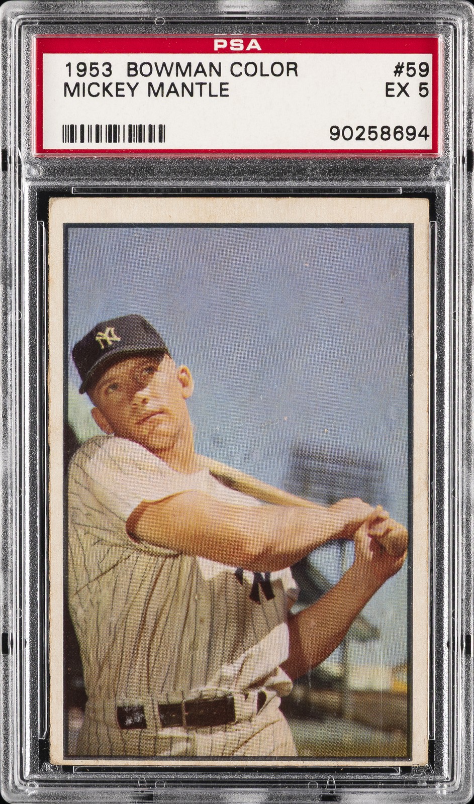 1953 BOWMAN COLOR #59 MICKEY MANTLE PSA 5