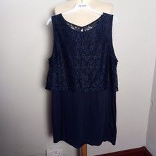 Women's Dorothy Perkins Navy Blue Lace Lacy  Dress UK Size 18