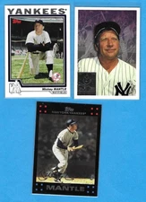 (3) Mickey Mantle Topps cards lot 1996 #7, 2007 #7, 2004 MM2004, NY Yankees