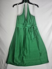 Jenny Yoo Collection Women's Size 8 100% Silk Halter Dress Green Sleeveless Bow 