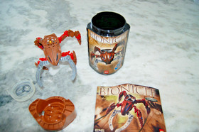 Vintage Lego Bionicle sets 8742, 8743 and 8745, with canisters - good condition