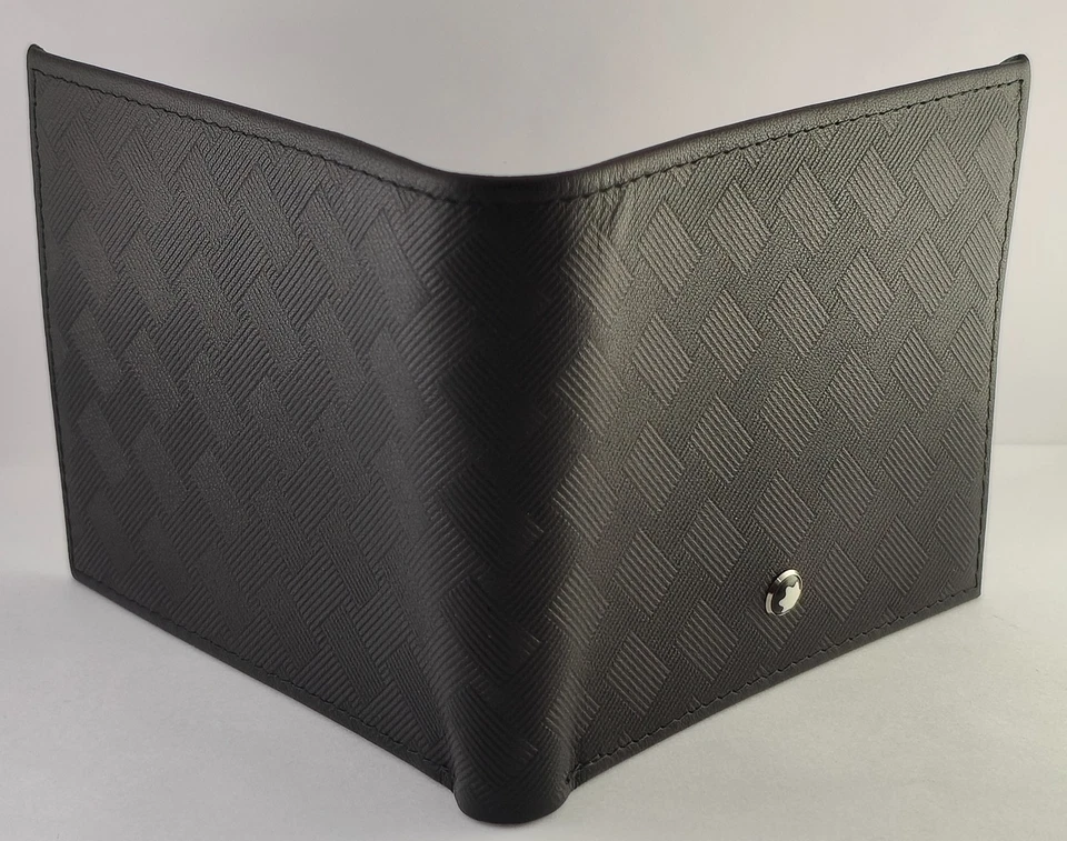 Cartera de hombre Montblanc de grano suave de cuero negro doble pliegue (envío gratuito). Foto 3 de 4