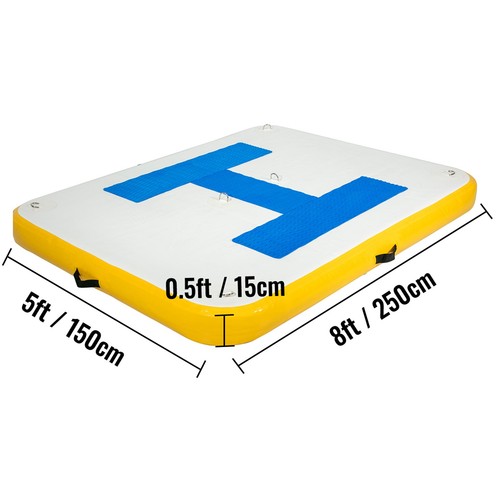 Inflatable Floating Dock 8' x 5' x 6" PVC Island Rafting Platform w/ Pump - Picture 7 of 11