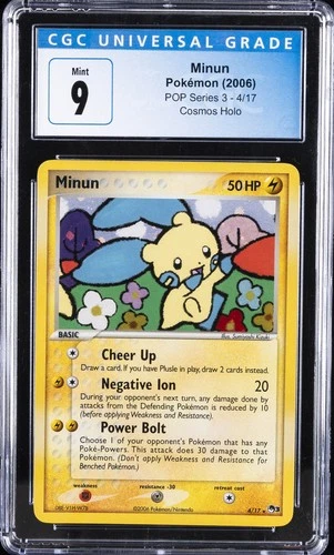 2006 POKEMON POP SER 3 COSMOS HOLO #4 MINUN CGC 9