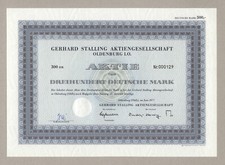 Gerhard Stalling AG – OLDENBURG i.Oldb. – Akcje, 300 DM – czerwiec 1977