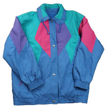 Vtg Charles Klein Front Snap Close Jacket Size Medium Color Block Retro 1990s