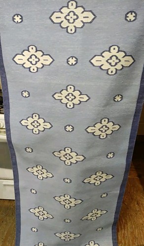 Shyam Ahuja 100 % Baumwolle Kirschen - blau/marine - 2 Fuß 6 Zoll x 9 Fuß Handwebstuhl Baumwolle Dhurrie - Bild 5 von 13