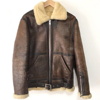 Schott Type B-9 Flight Mouton Leather Jacket Size 38 Made in Schott Type B-9 Flight Mouton Leather Jacket Size 38 Made in