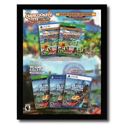 2020 Overcooked!/Planet Coaster Framed Print Ad/Poster PS5 Xbox Series X Art