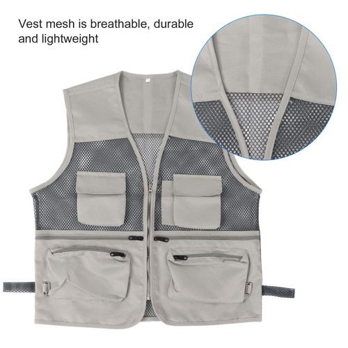 New Military Vest Breathable Multi Pocket Mesh Fishing Vest For Out MU - Picture 15 of 22