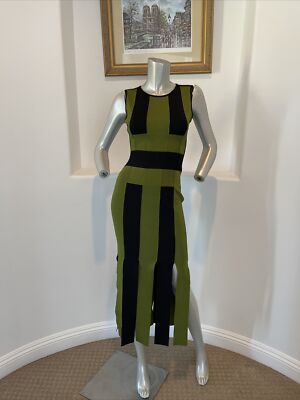 David Koma Green/Black Contrast Stripe & Fringe Hem Midi Dress SIZE XS | eBay David Koma Green/Black Contrast Stripe & Fringe Hem Midi Dress SIZE XS | eBay