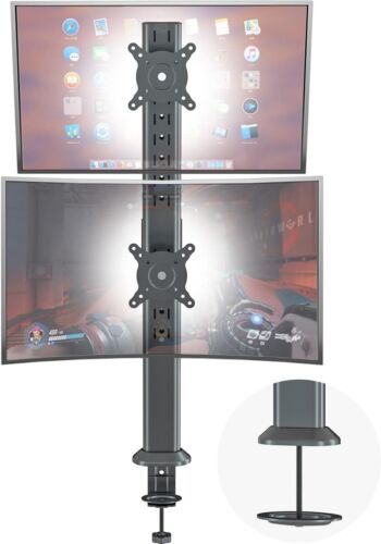 HEMUDU Dual Monitor Articulating Desk Mount Arm Stand - Vertical Stack Screen Su - Picture 2 of 18